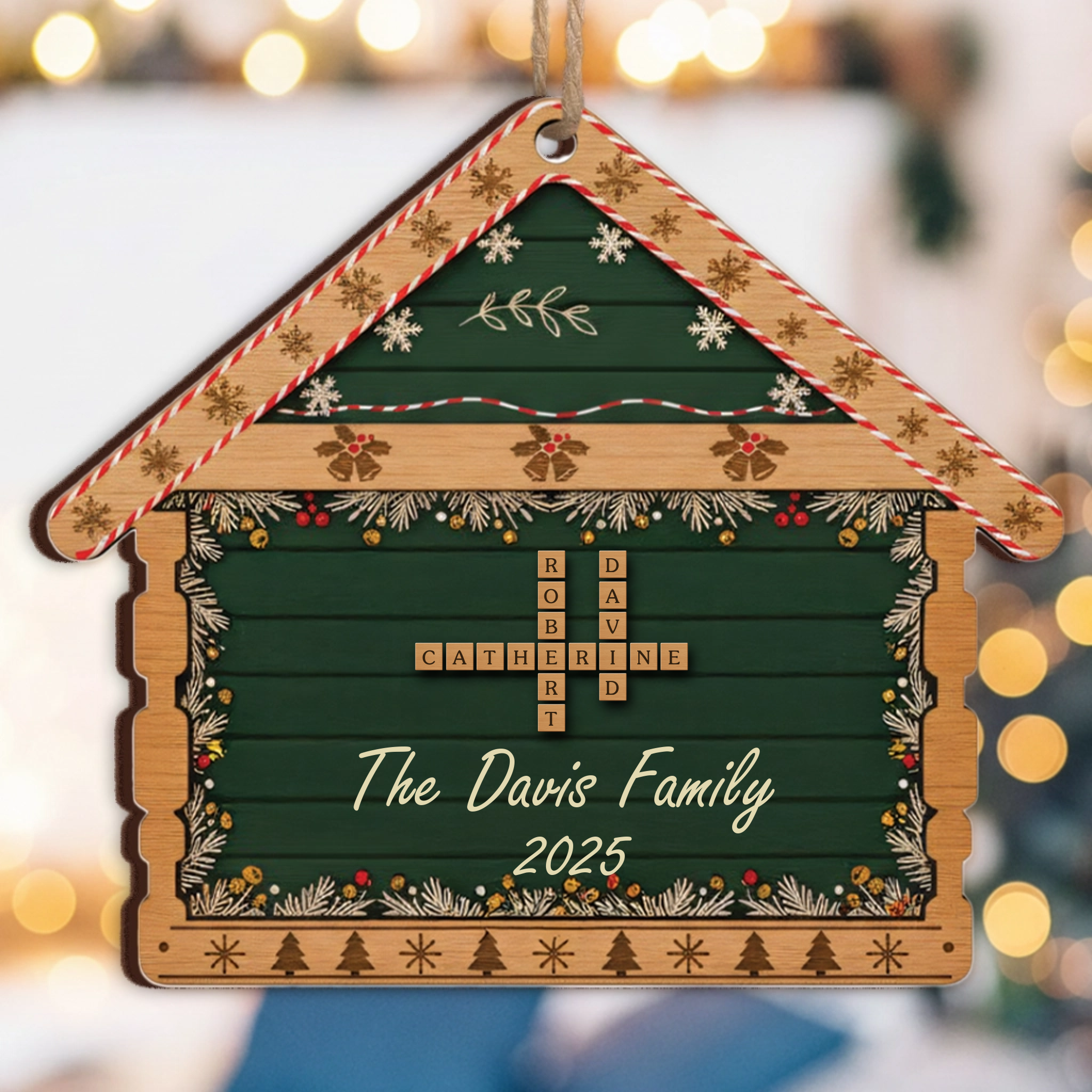 First Home/New Home Personalized Ornament - Custom Family Name Tiles Gift