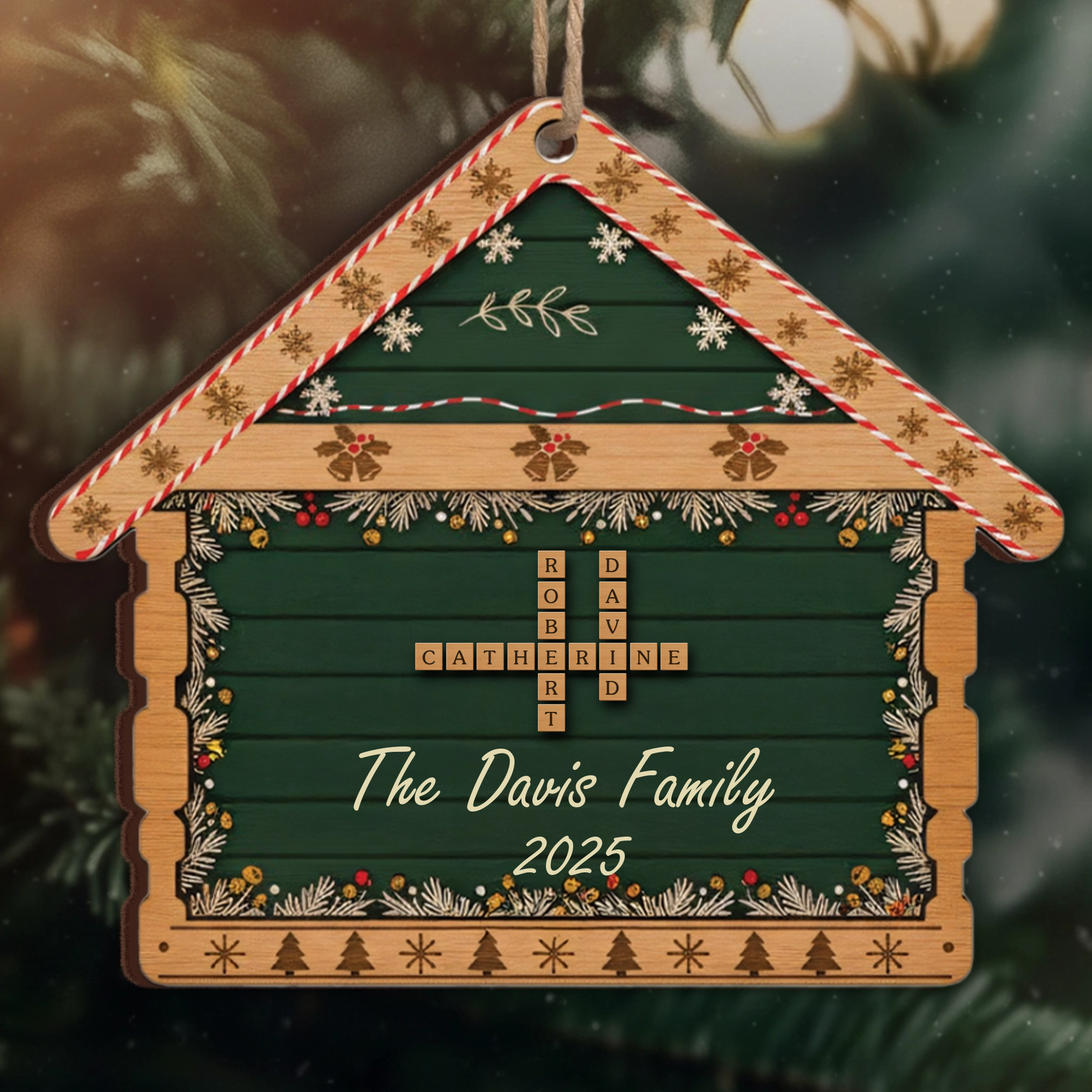 First Home/New Home Personalized Ornament - Custom Family Name Tiles Gift