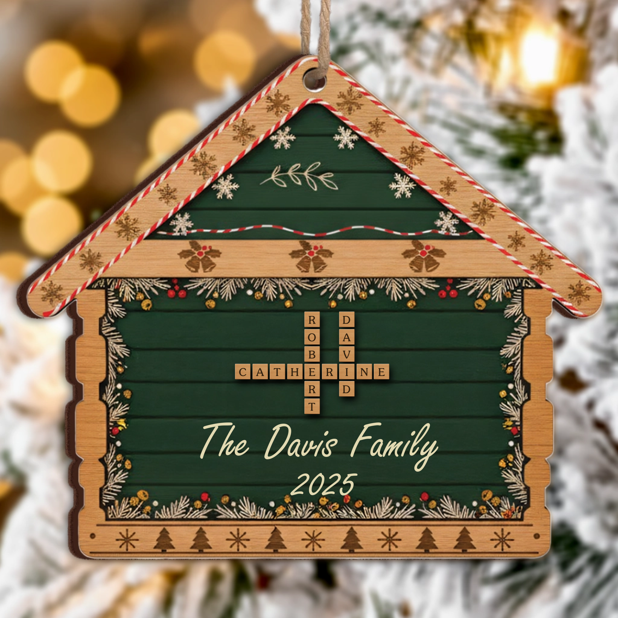 First Home/New Home Personalized Ornament - Custom Family Name Tiles Gift