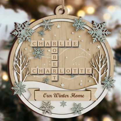 Winter Home Family Roles Ornament 2025 - Custom Name Keepsake