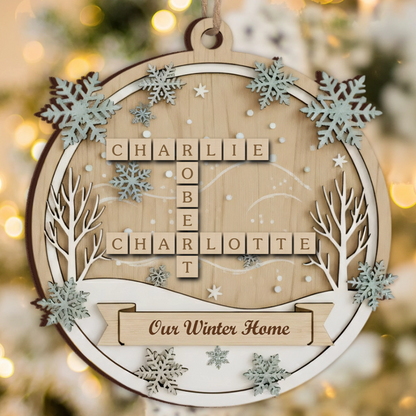 Winter Home Family Roles Ornament 2025 - Custom Name Keepsake