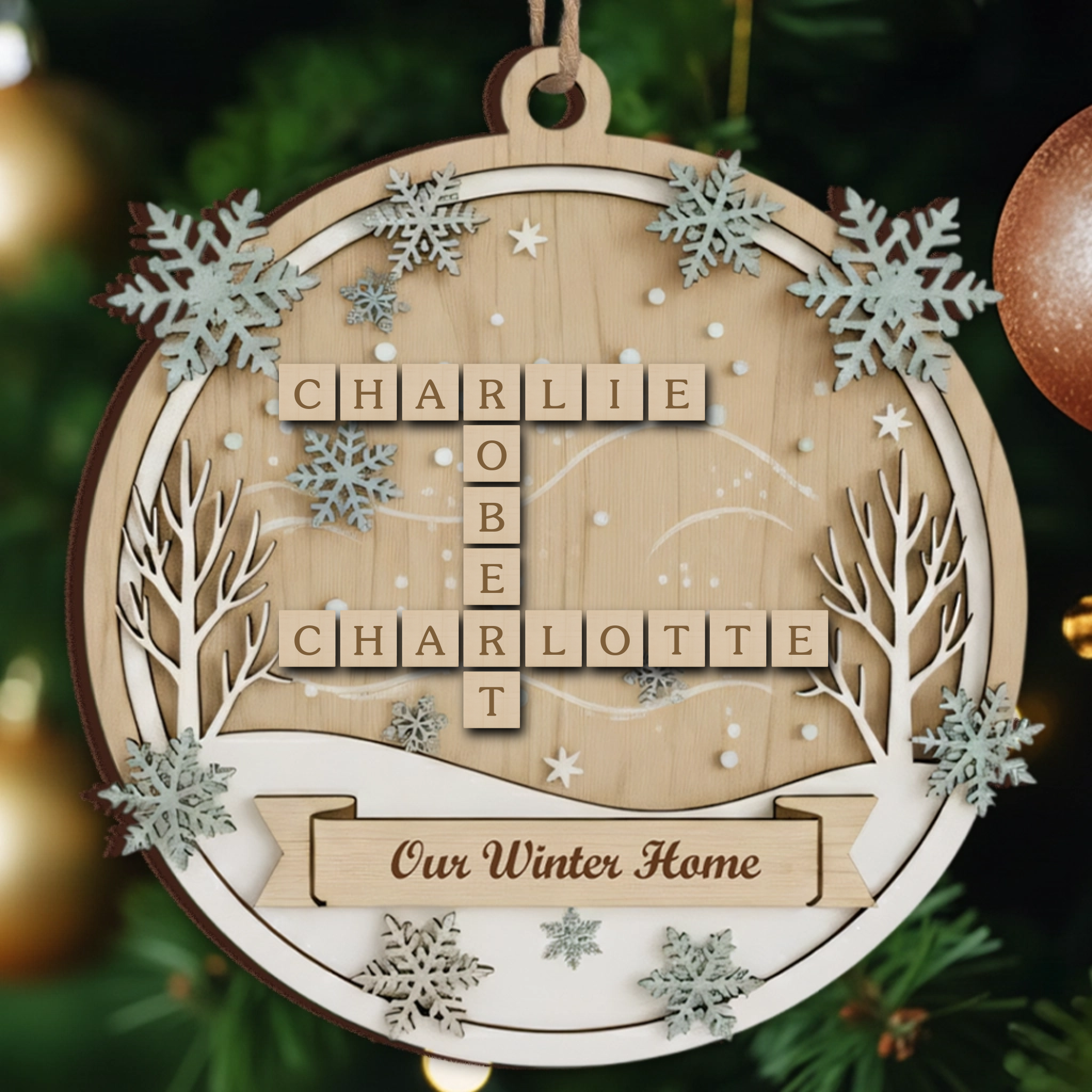 Winter Home Family Roles Ornament 2025 - Custom Name Keepsake