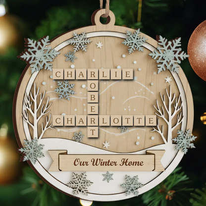 Winter Home Family Roles Ornament 2025 - Custom Name Keepsake