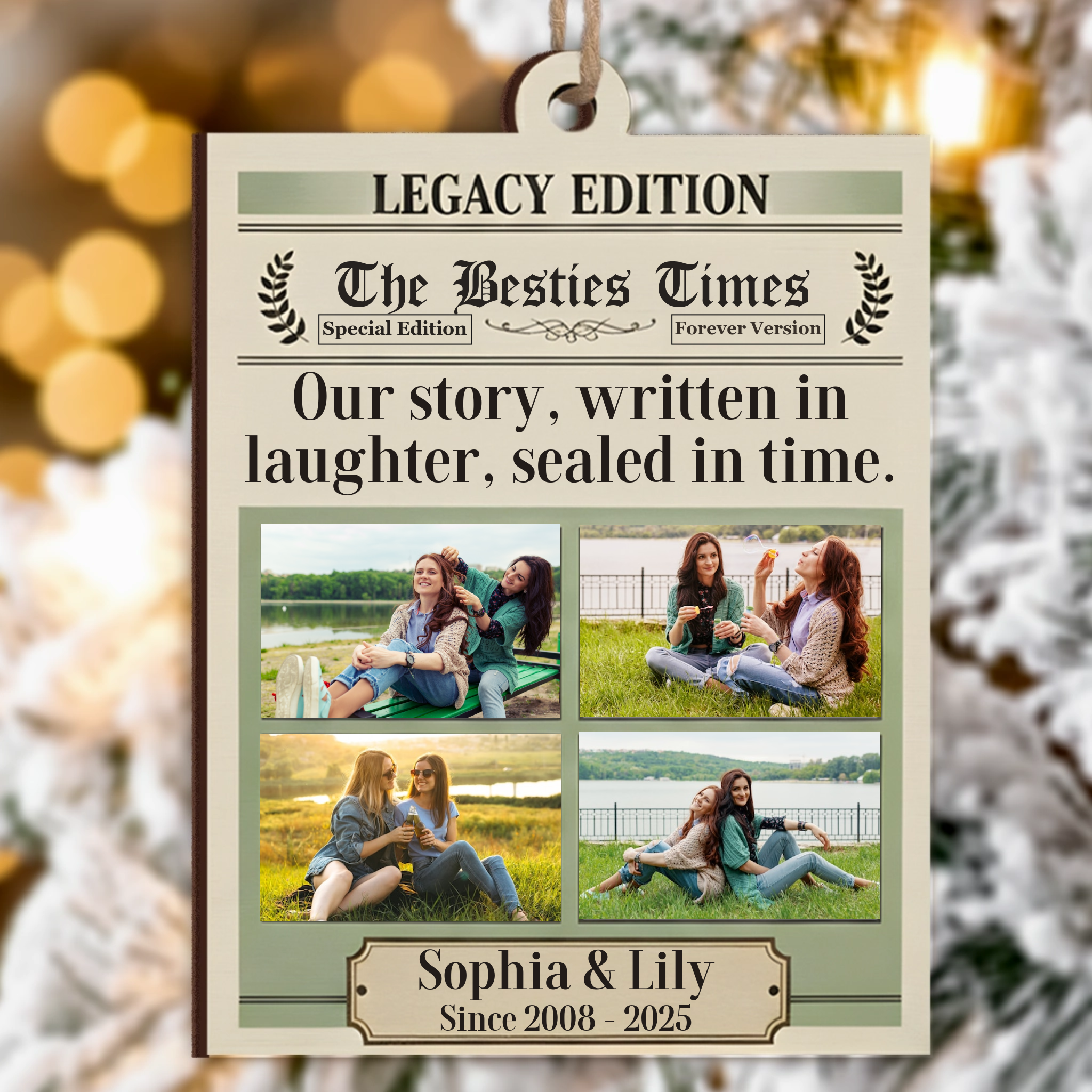 Legacy Edition Bestie Photo Ornament - Custom Names Keepsake