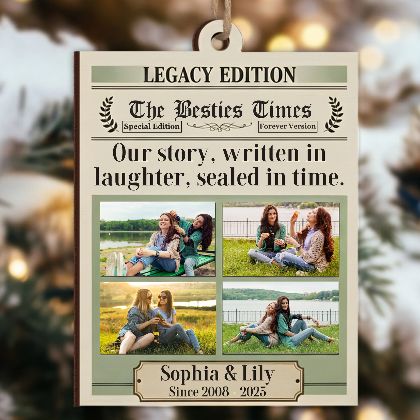 Legacy Edition Bestie Photo Ornament - Custom Names Keepsake