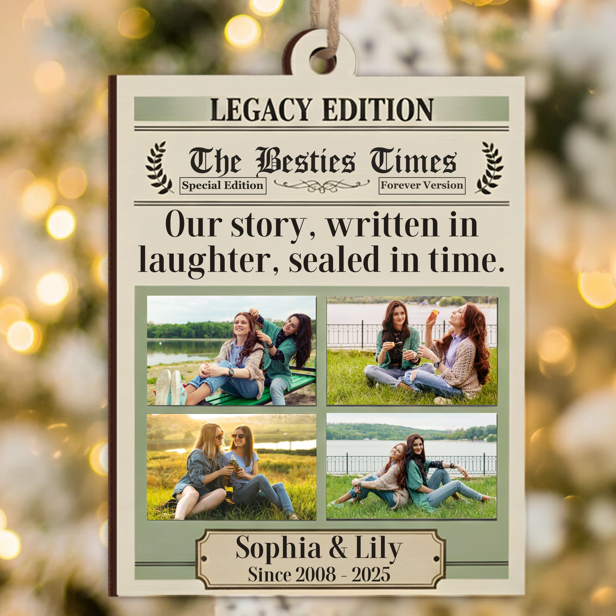 Legacy Edition Bestie Photo Ornament - Custom Names Keepsake