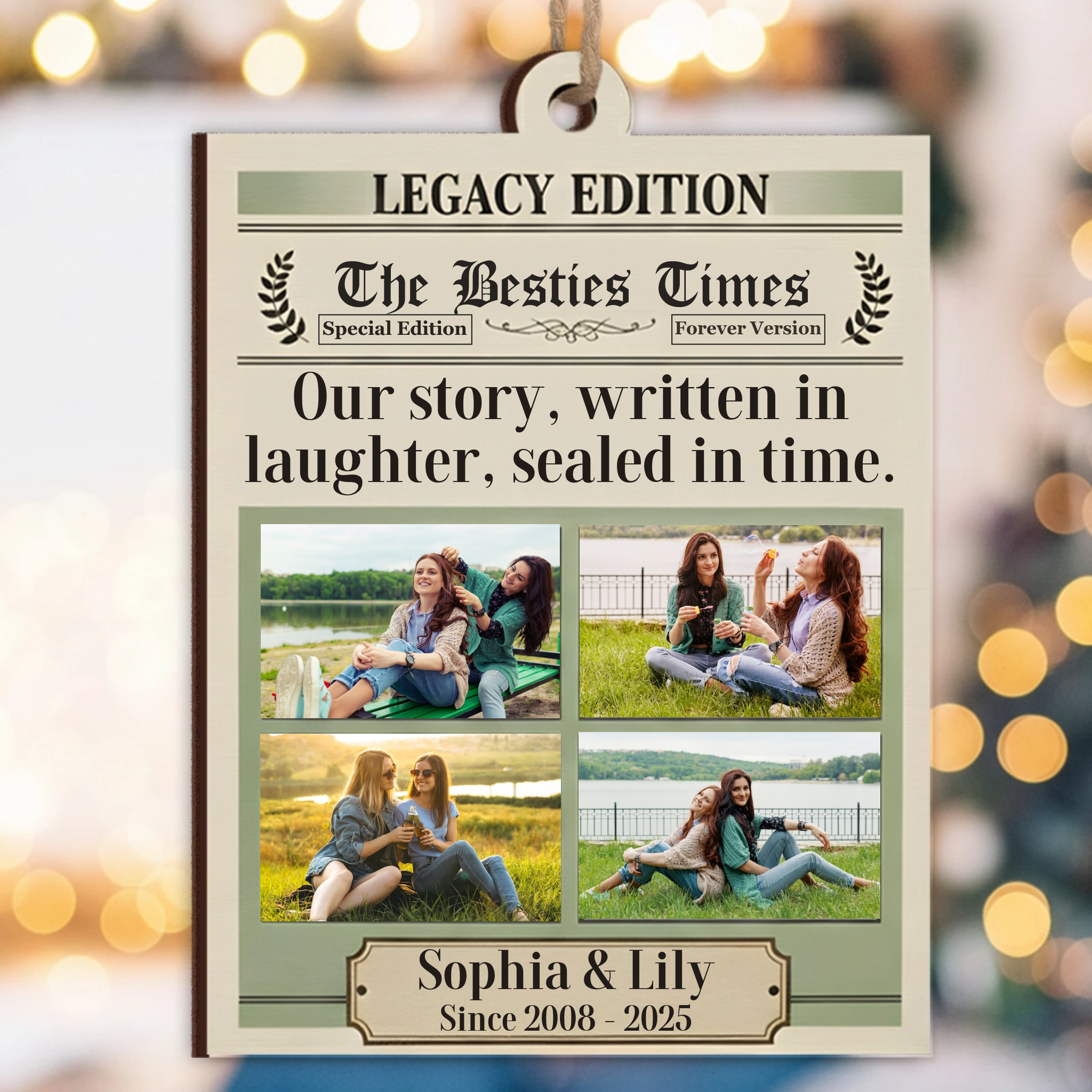 Legacy Edition Bestie Photo Ornament - Custom Names Keepsake