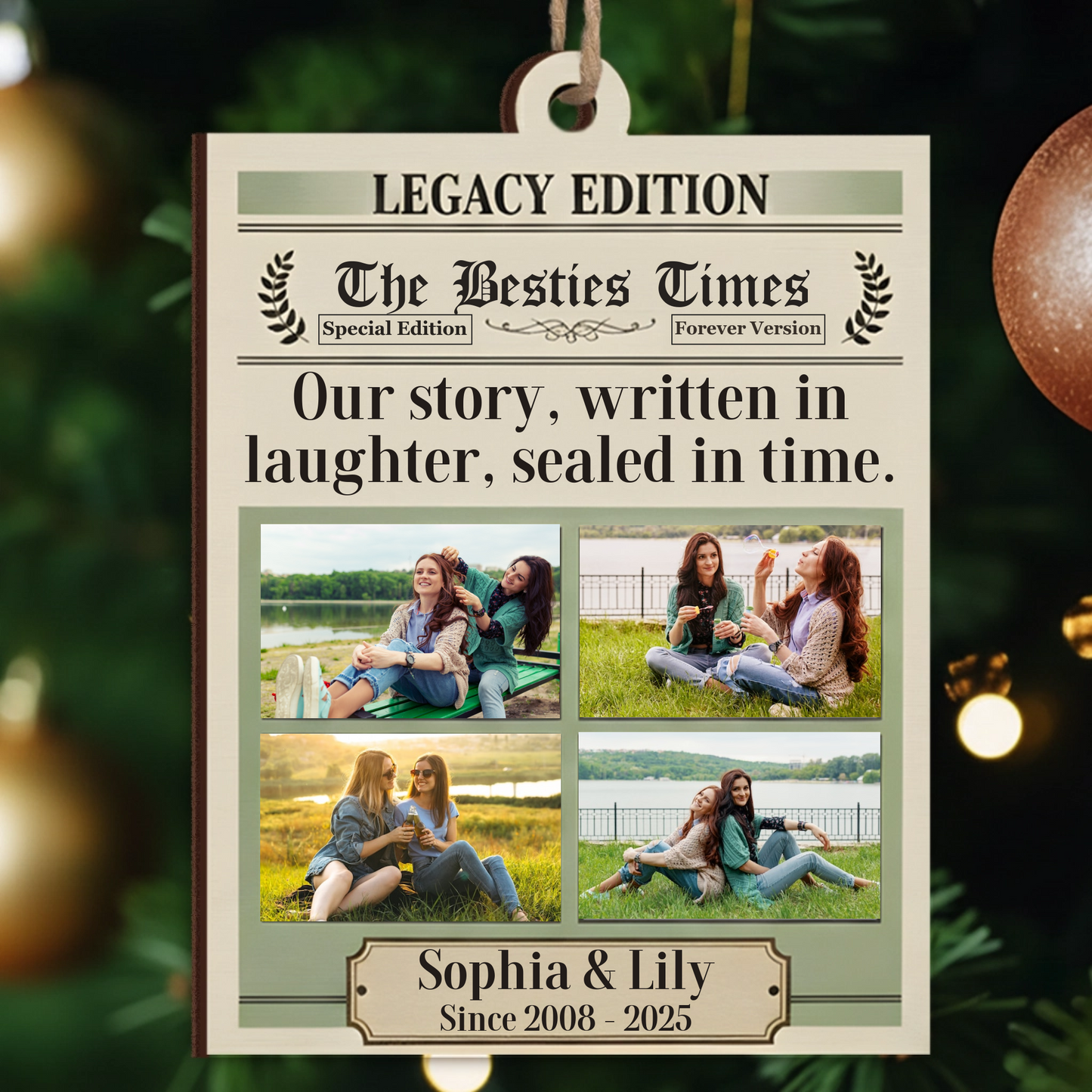 Legacy Edition Bestie Photo Ornament - Custom Names Keepsake