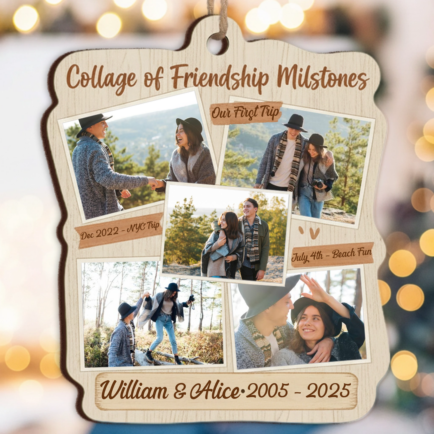 Collage Of Friendship Milestones Personalized Photo Ornament - Custom Picture Keepsake