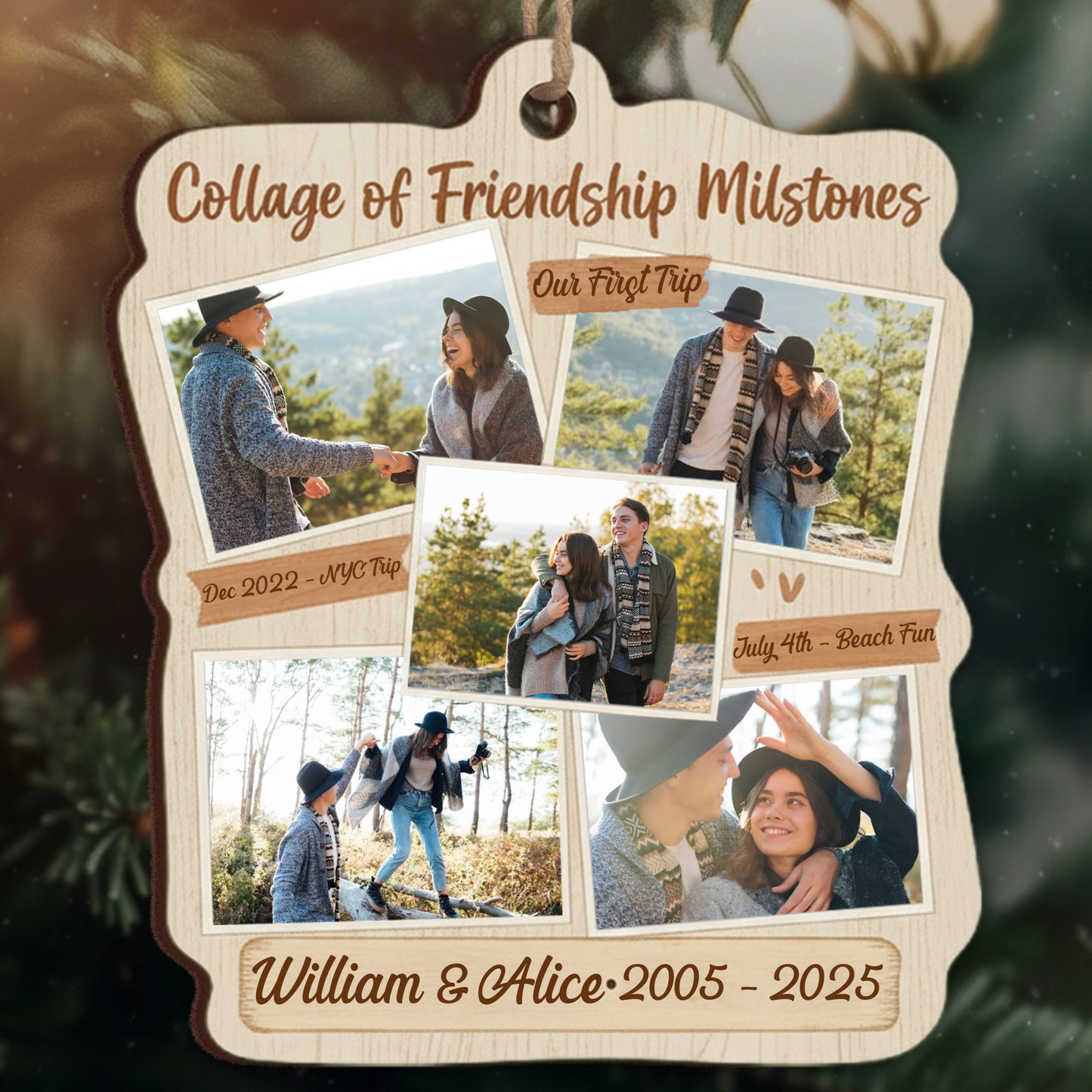 Collage Of Friendship Milestones Personalized Photo Ornament - Custom Picture Keepsake