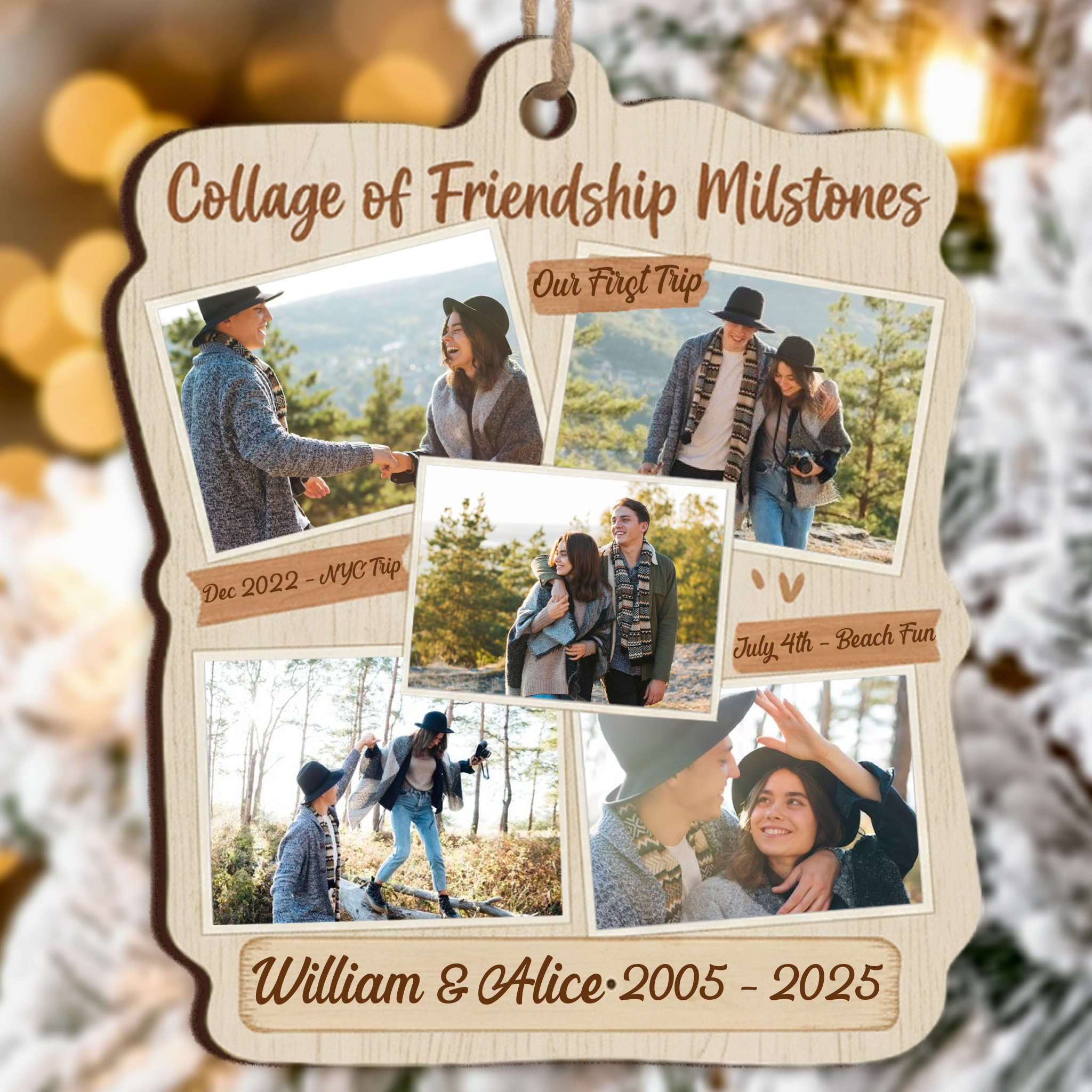 Collage Of Friendship Milestones Personalized Photo Ornament - Custom Picture Keepsake