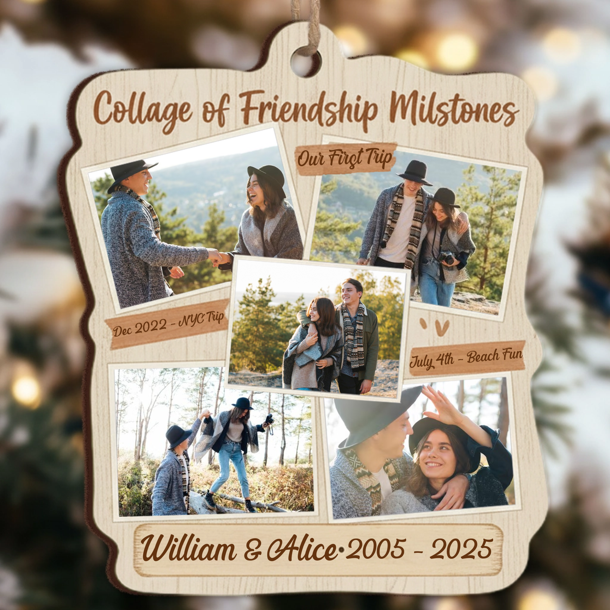 Collage Of Friendship Milestones Personalized Photo Ornament - Custom Picture Keepsake