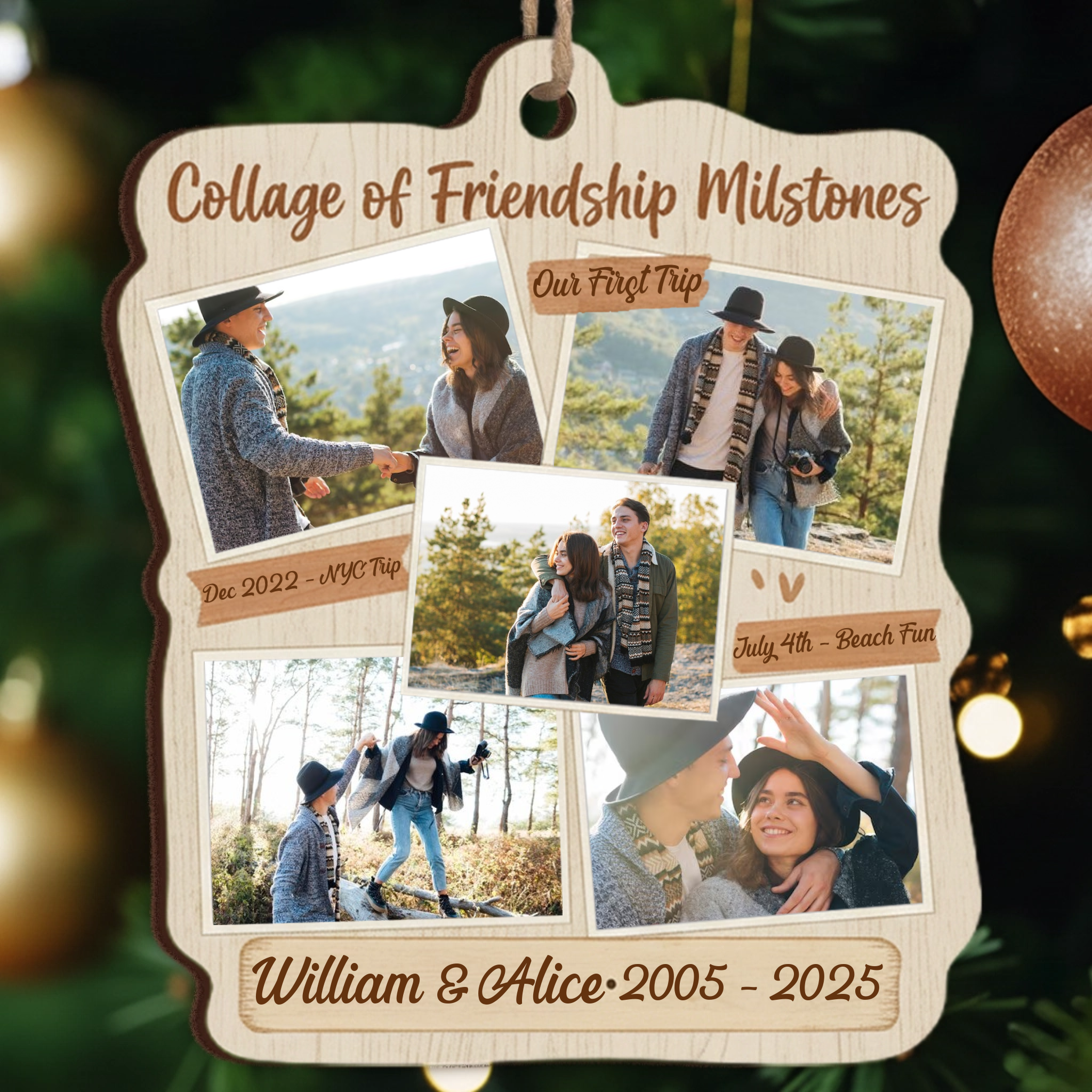 Collage Of Friendship Milestones Personalized Photo Ornament - Custom Picture Keepsake