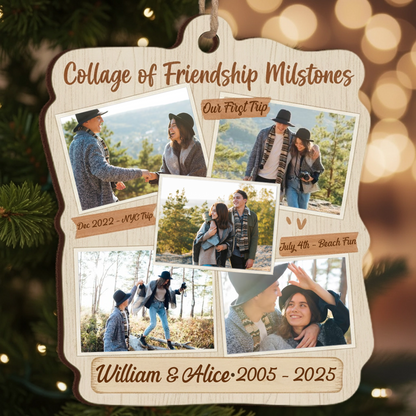 Collage Of Friendship Milestones Personalized Photo Ornament - Custom Picture Keepsake