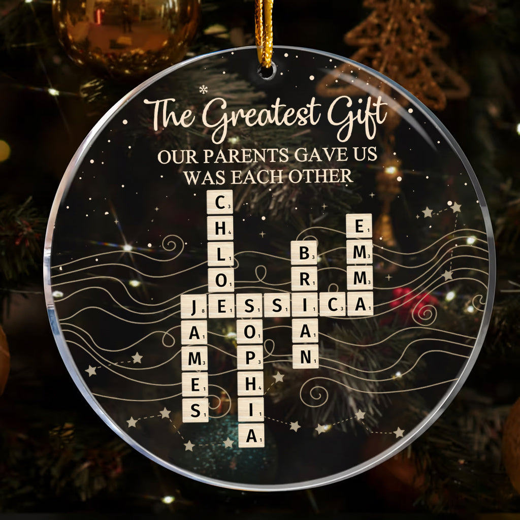 Brothers & Sisters Forever Linked Together Scrabble 2025 Christmas Ornament - Personalized Acrylic Ornament