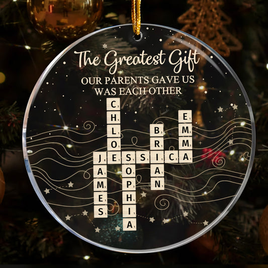 Brothers & Sisters Forever Linked Together Scrabble 2025 Christmas Ornament - Personalized Acrylic Ornament