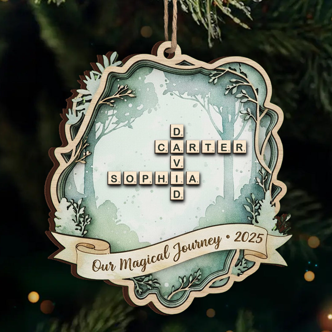 Our Magical Journey Scrabble 2025 Christmas Ornament- Personalized Wood Ornament