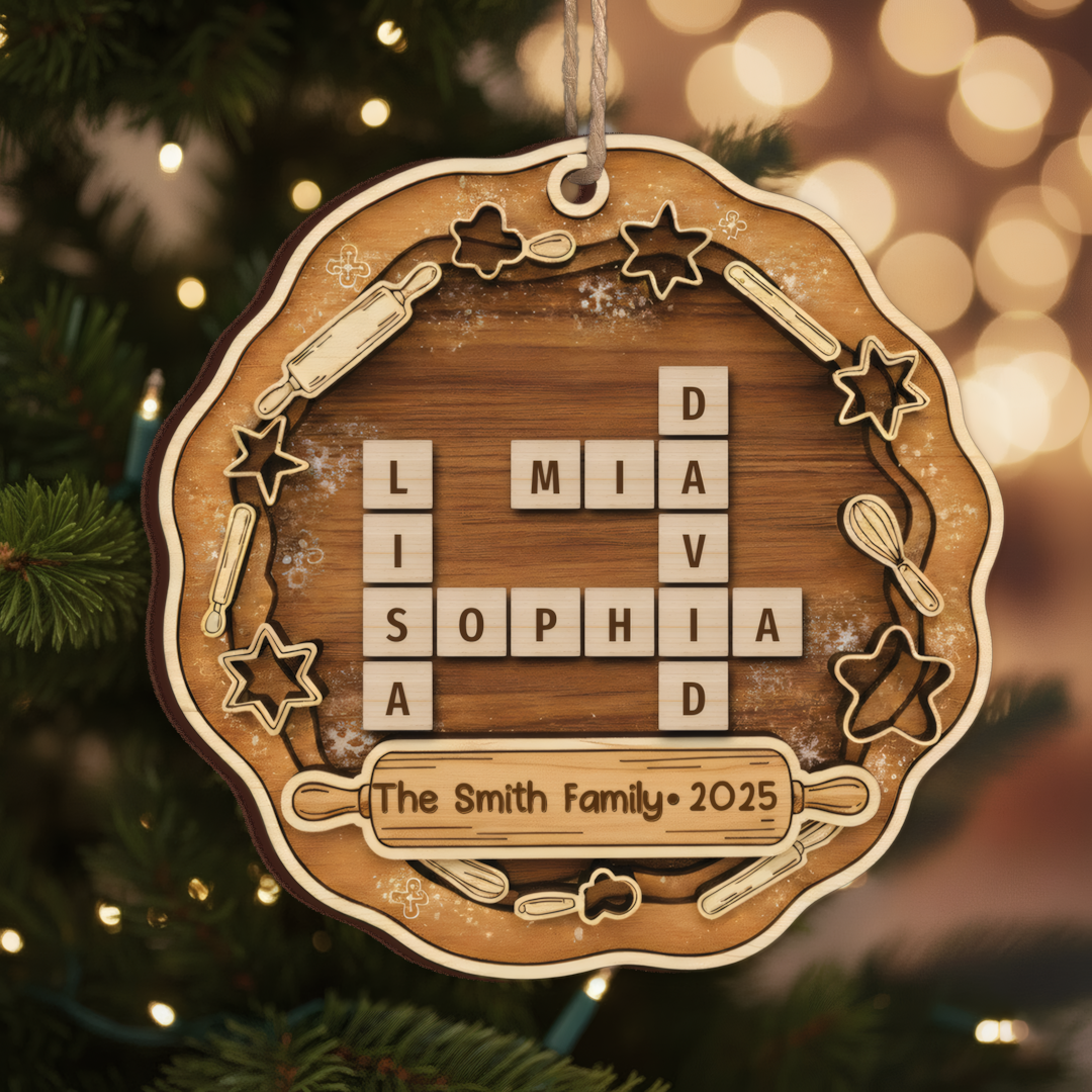 Custom Scrabble Name Kitchen Ornament - Personalized Family Baking Gift