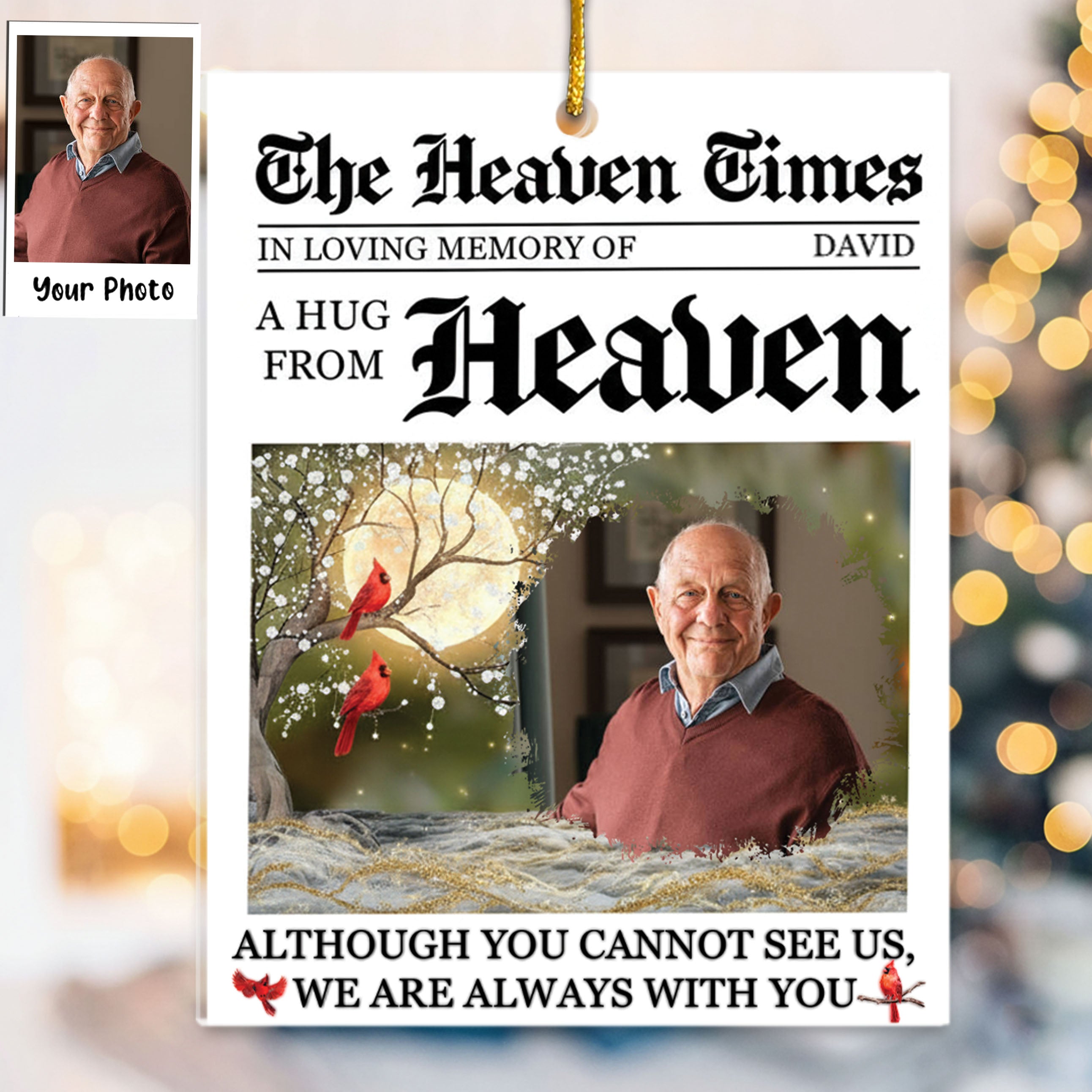 A Hug From Heaven I'm Always With You Memorial Ornament - Personalized Acrylic Photo Ornamet
