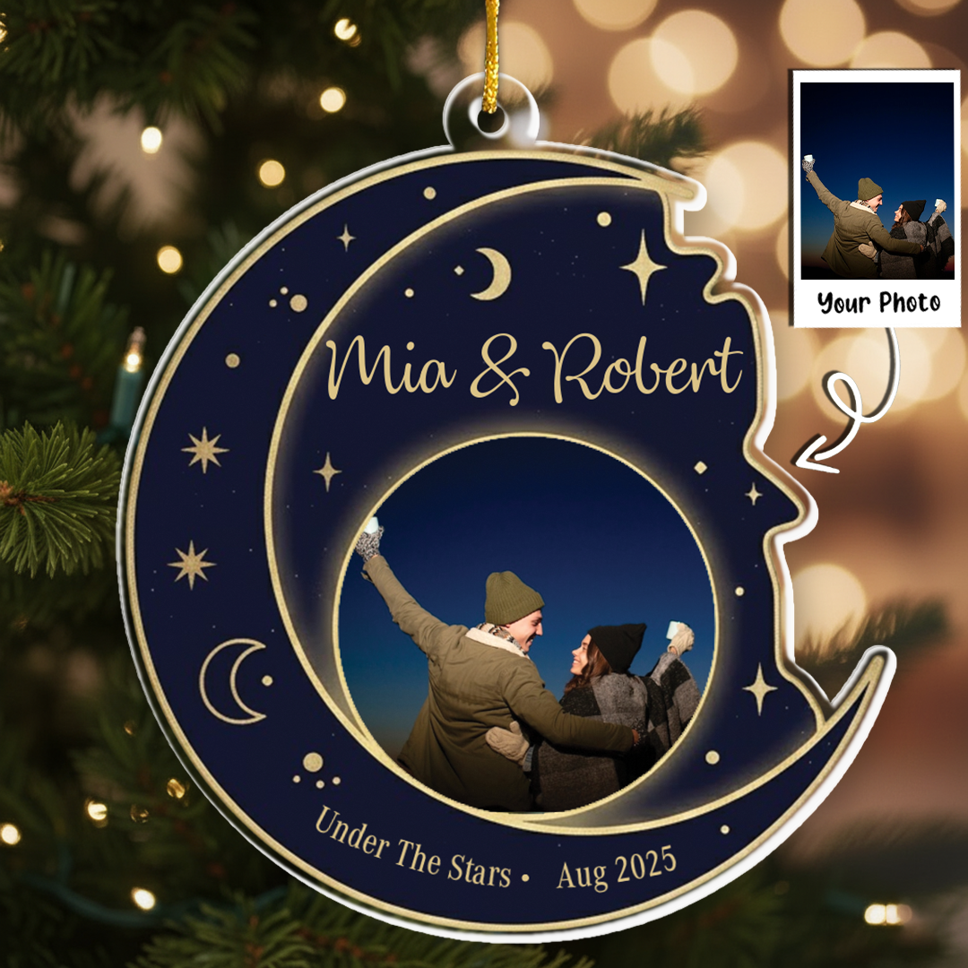 Under The Stars Personalized Photo Ornament - Custom Name & Date Night Sky Gift