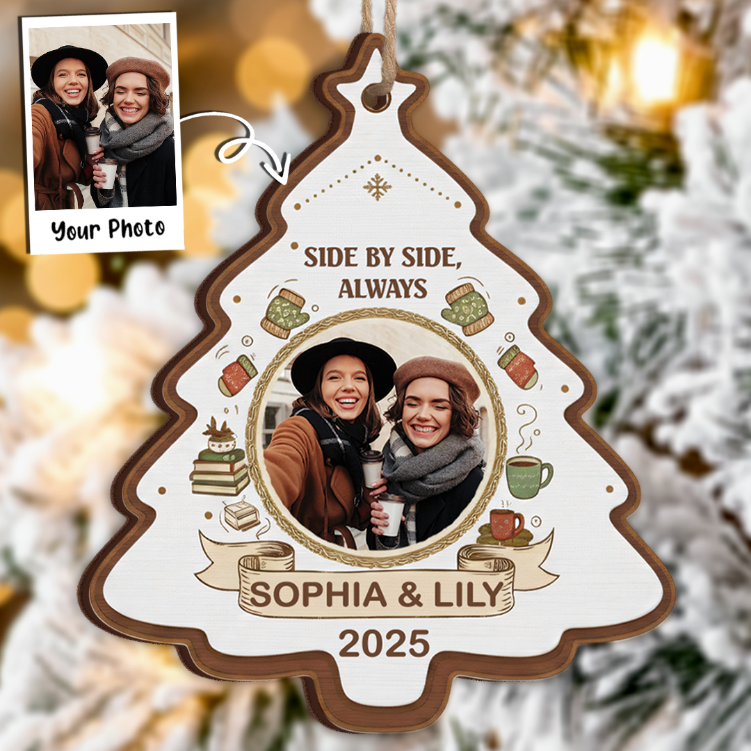 Side by Side, Always - Personalized Three Friends Christmas Tree Ornament