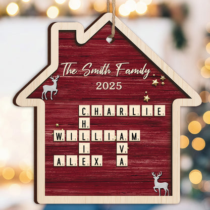 Custom Scrabble Wood Ornament - Personalized Christmas Birthday Gifts For Mom, Dad, Brother, Sister, Kids - Our Home, One Letter At A Time