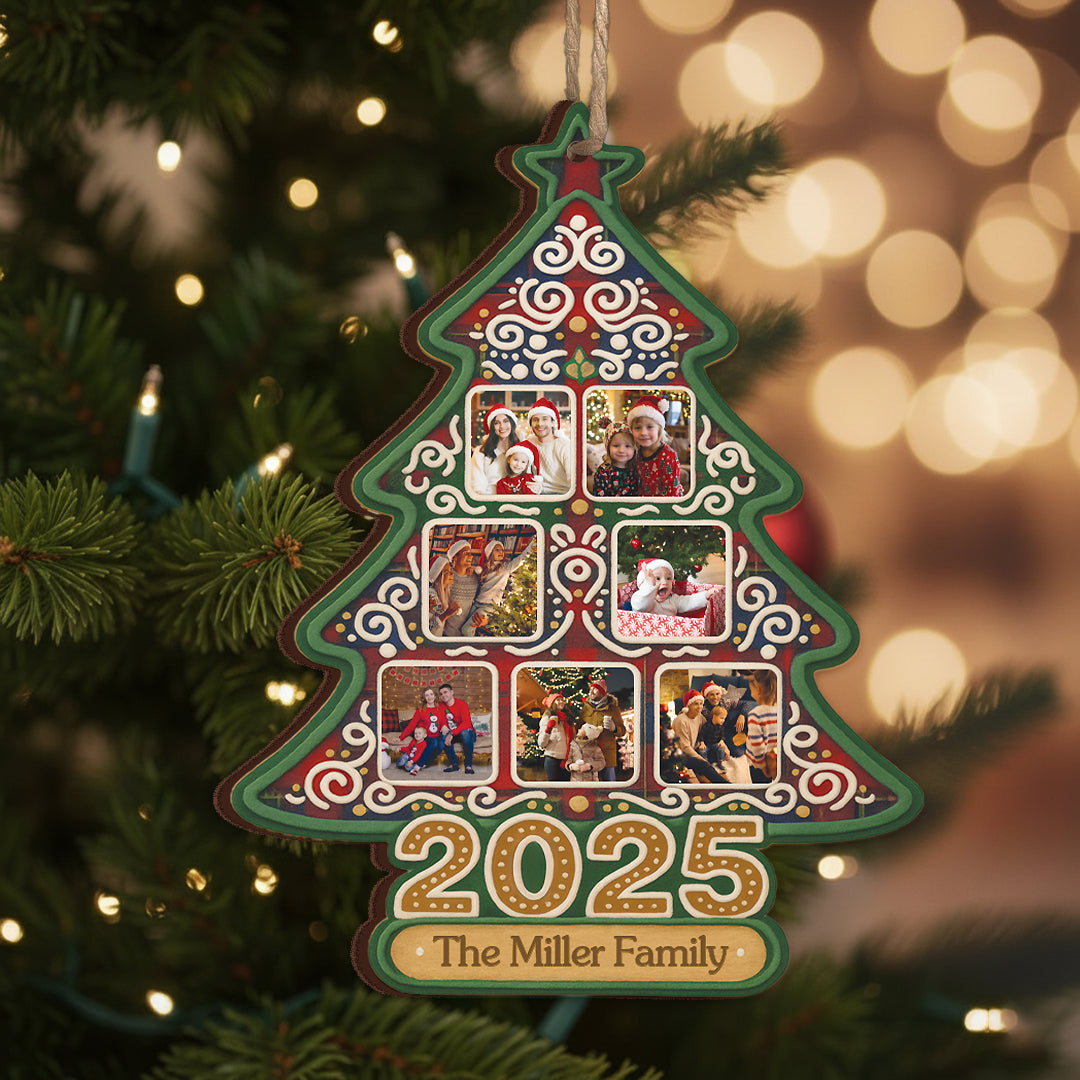 Custom Family Christmas Ornament 2025 – Personalized Photo Tree Hanging Keepsake Gift