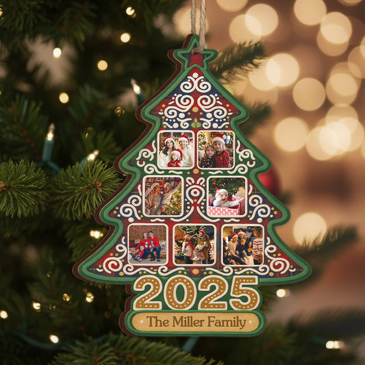 Custom Family Christmas Ornament 2025 – Personalized Photo Tree Hanging Keepsake Gift