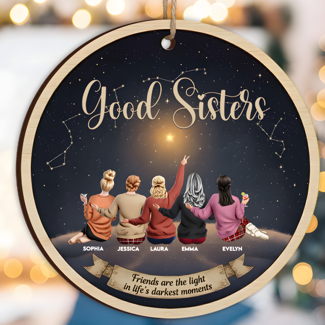 Friends Are The Light In Life - Thank You Gifts For Friends, Sisters - Personalized Wood Ornament - Christmas Gift For Friend