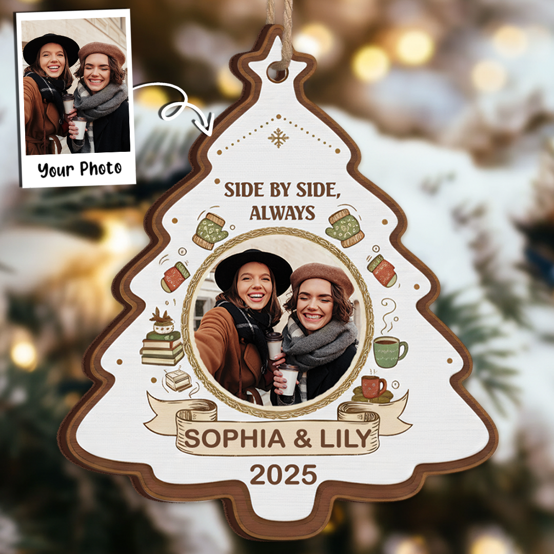 Side by Side, Always - Personalized Three Friends Christmas Tree Ornament