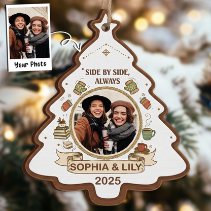 Side by Side, Always - Personalized Three Friends Christmas Tree Ornament