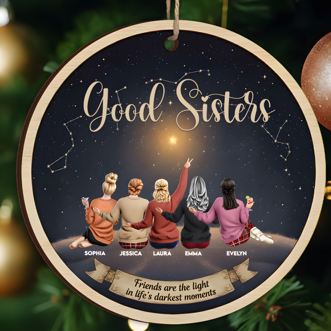 Friends Are The Light In Life - Thank You Gifts For Friends, Sisters - Personalized Wood Ornament - Christmas Gift For Friend