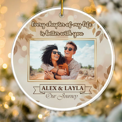 Romantic Couple Journey Photo Ornament - Custom Name Keepsake for Him/Her