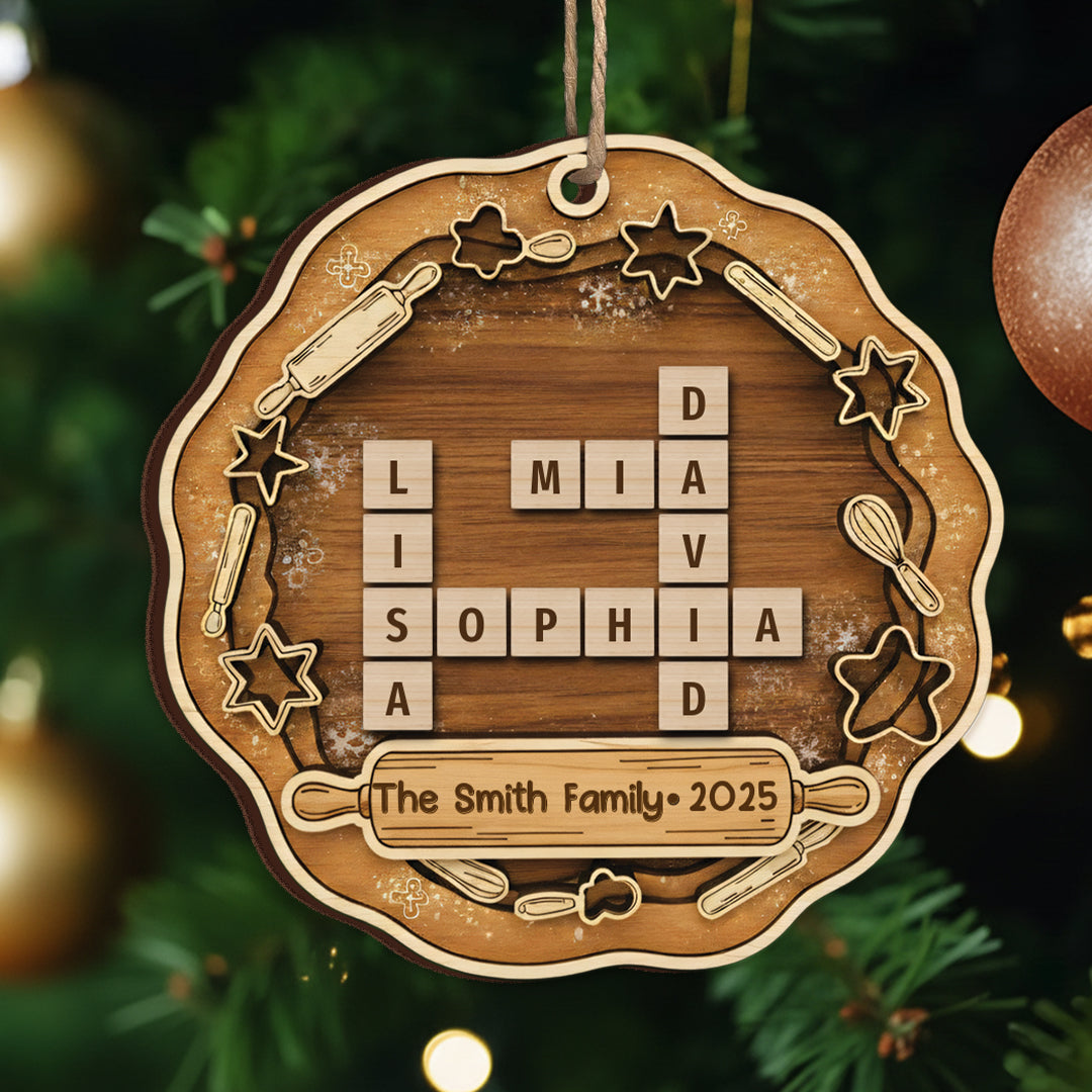 Custom Scrabble Name Kitchen Ornament - Personalized Family Baking Gift