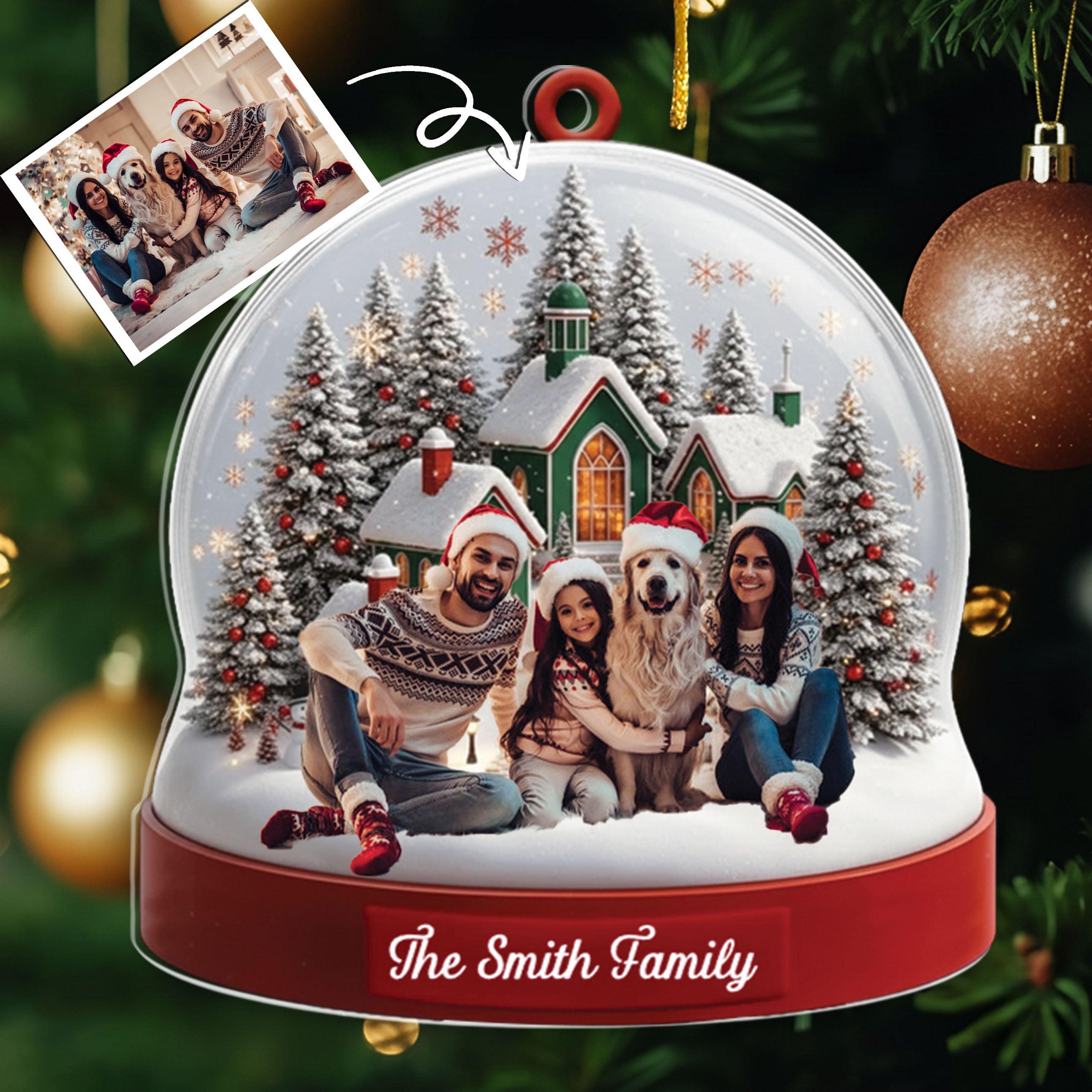 Custom Photo Acrylic Ornament - Personalized Christmas Birthday Gifts For Mom, Dad, Kids - Together Is The Best Place To Be