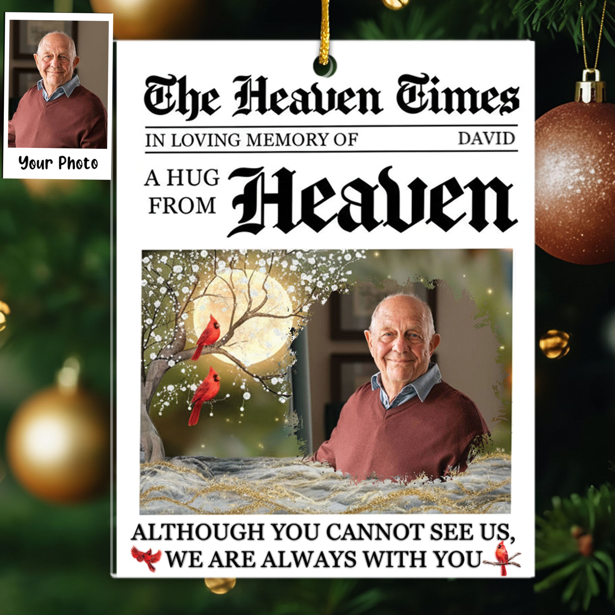 A Hug From Heaven I'm Always With You Memorial Ornament - Personalized Acrylic Photo Ornamet