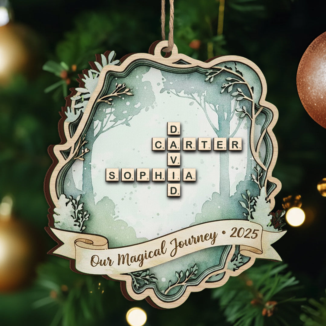 Our Magical Journey Scrabble 2025 Christmas Ornament- Personalized Wood Ornament