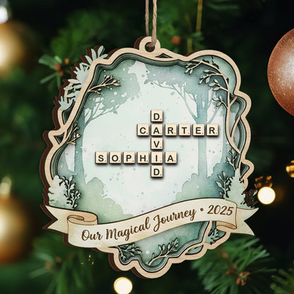 Our Magical Journey Scrabble 2025 Christmas Ornament- Personalized Wood Ornament