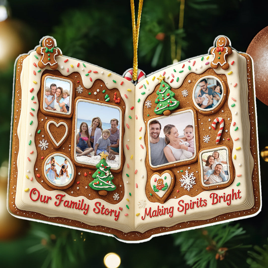 Our Family Story Making Spirits Bright With Family Photos - Personalized Acrylic Ornament