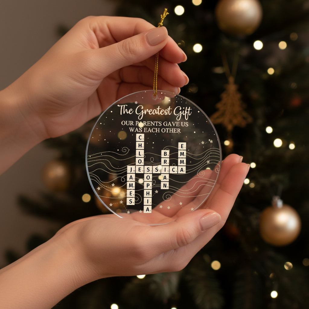 Brothers & Sisters Forever Linked Together Scrabble 2025 Christmas Ornament - Personalized Acrylic Ornament