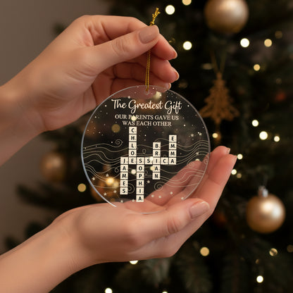 Brothers & Sisters Forever Linked Together Scrabble 2025 Christmas Ornament - Personalized Acrylic Ornament
