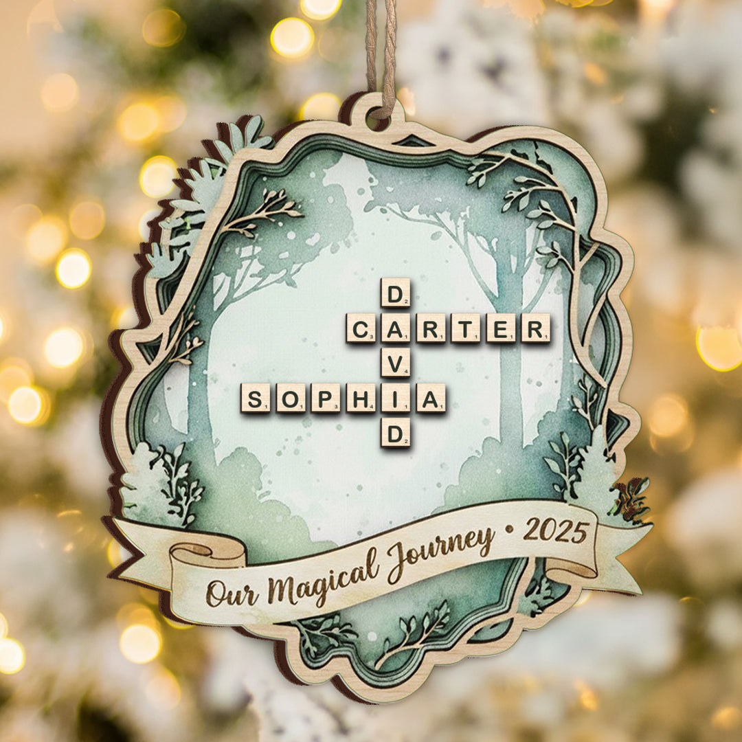 Our Magical Journey Scrabble 2025 Christmas Ornament- Personalized Wood Ornament