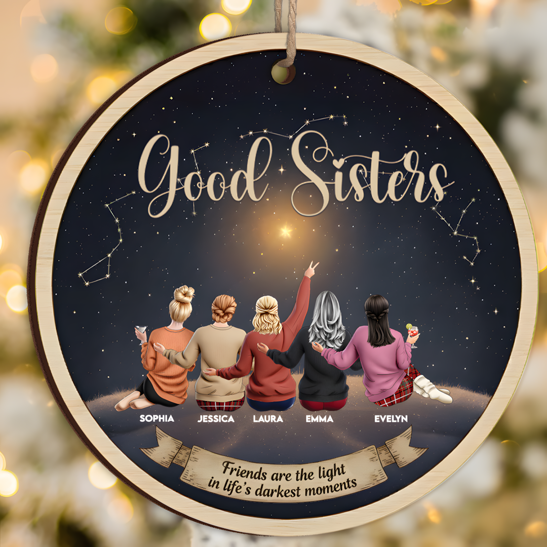 Friends Are The Light In Life - Thank You Gifts For Friends, Sisters - Personalized Wood Ornament - Christmas Gift For Friend