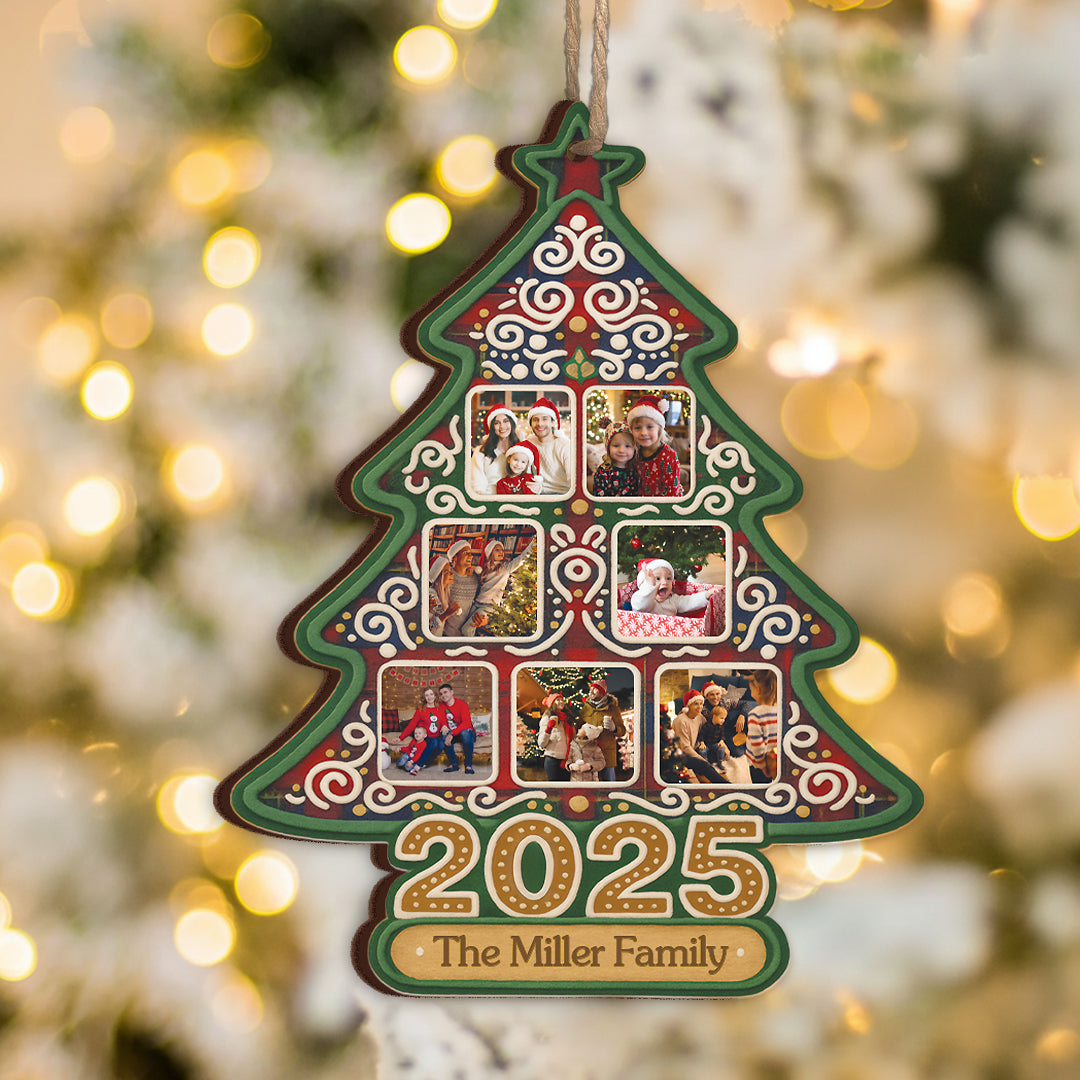 Custom Family Christmas Ornament 2025 – Personalized Photo Tree Hanging Keepsake Gift
