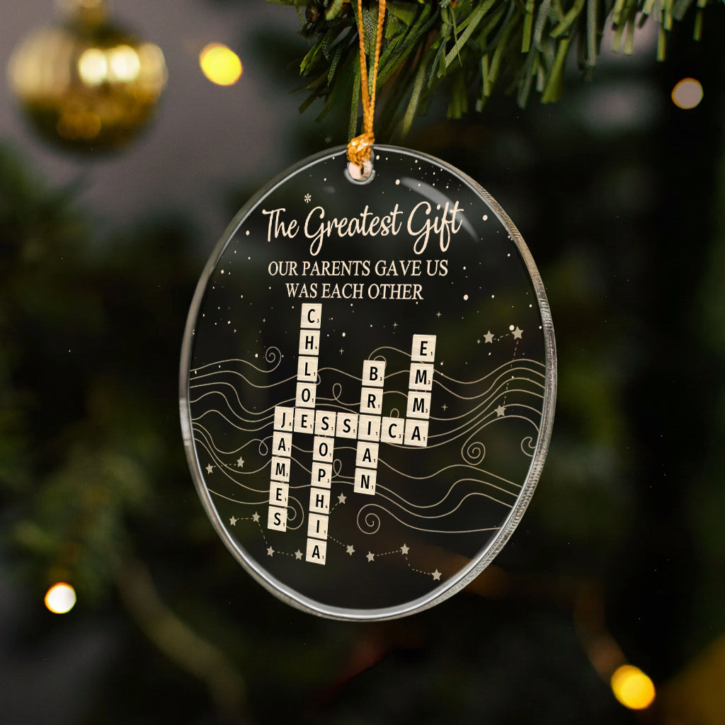 Brothers & Sisters Forever Linked Together Scrabble 2025 Christmas Ornament - Personalized Acrylic Ornament