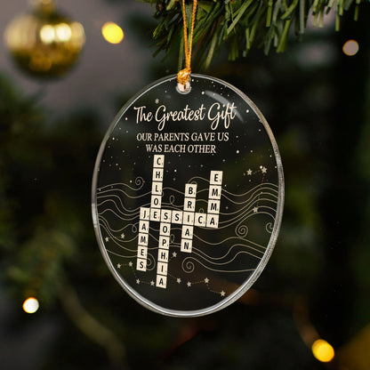 Brothers & Sisters Forever Linked Together Scrabble 2025 Christmas Ornament - Personalized Acrylic Ornament