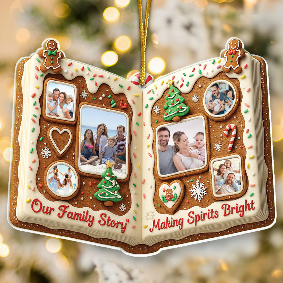 Our Family Story Making Spirits Bright With Family Photos - Personalized Acrylic Ornament