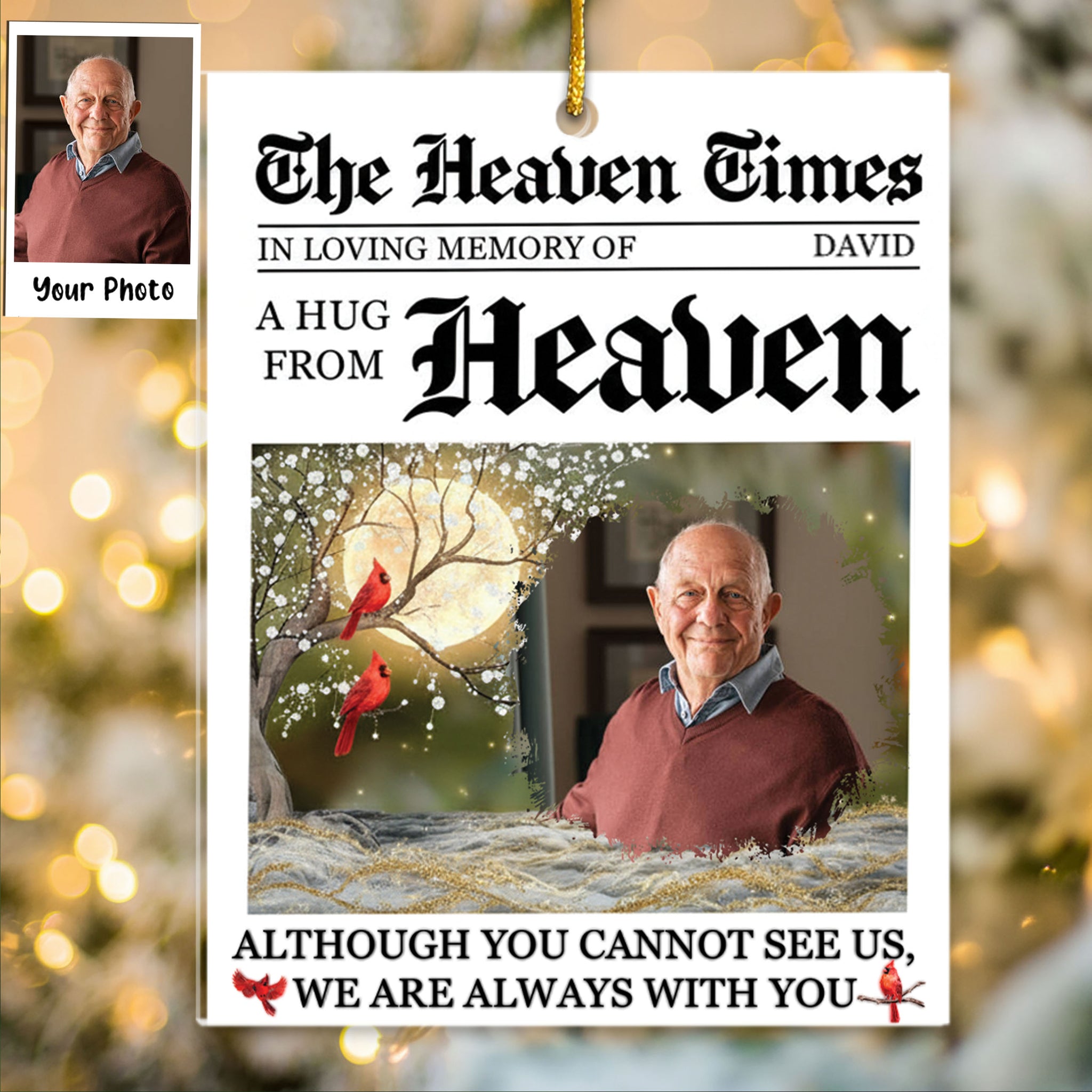 A Hug From Heaven I'm Always With You Memorial Ornament - Personalized Acrylic Photo Ornamet