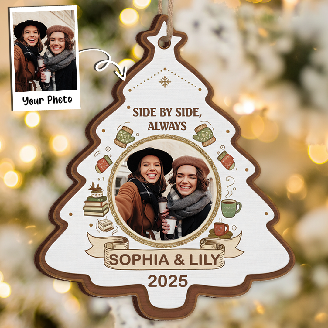 Side by Side, Always - Personalized Three Friends Christmas Tree Ornament