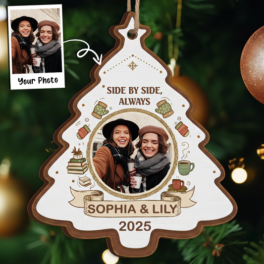 Side by Side, Always - Personalized Three Friends Christmas Tree Ornament